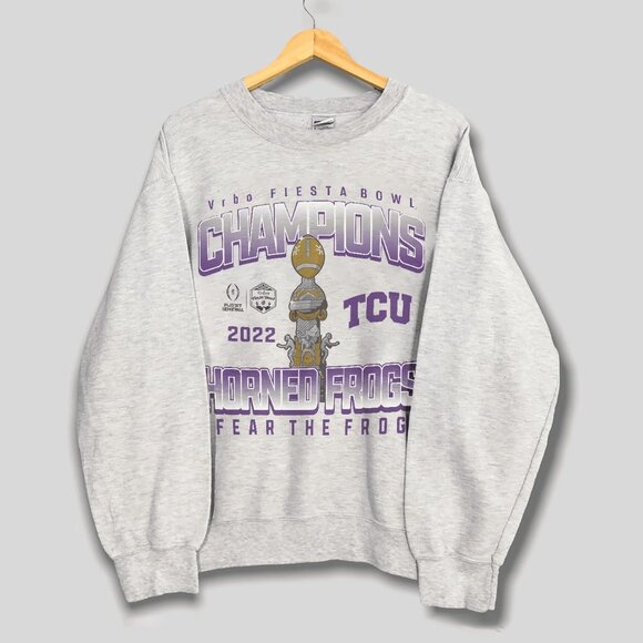2022 TCU Football Champions Fiesta Bowl Sweatshirt, TCU Frogs Football Shirt Tee - Picture 1 of 2